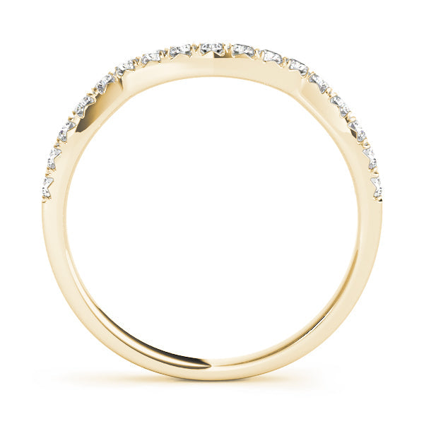 Curved Split Prong Half Eternity Ring in Gold & Platinum