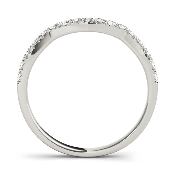 Curved Split Prong Half Eternity Ring in Gold & Platinum