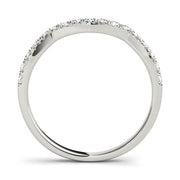 Curved Split Prong Half Eternity Ring in Gold & Platinum