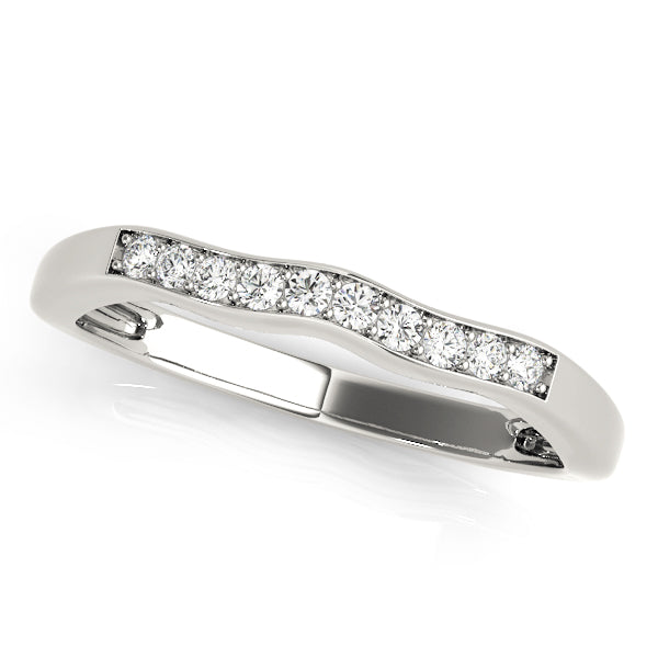Curved Bands Half Eternity Ring in Gold & Platinum