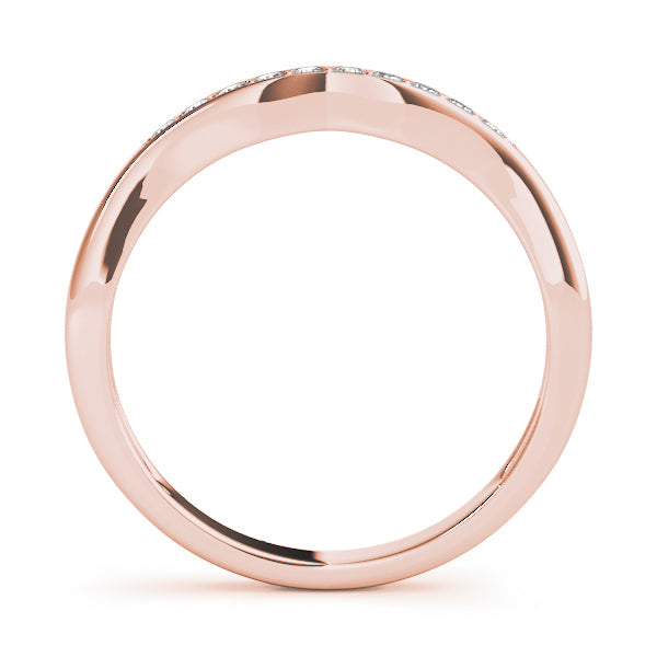 Curved Bands Half Eternity Ring in Gold & Platinum