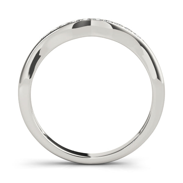 Curved Bands Half Eternity Ring in Gold & Platinum