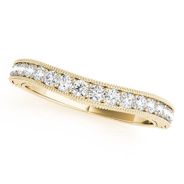 Single Row Miligrain Curved Half Eternity Ring in 10K/14K gold and platinum with certified lab-grown or natural diamonds