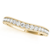 Single Row Miligrain Curved Half Eternity Ring in 10K/14K gold and platinum with certified lab-grown or natural diamonds