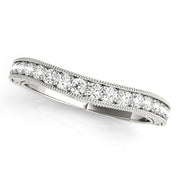 Single Row Miligrain Curved Half Eternity Ring in Gold & Platinum