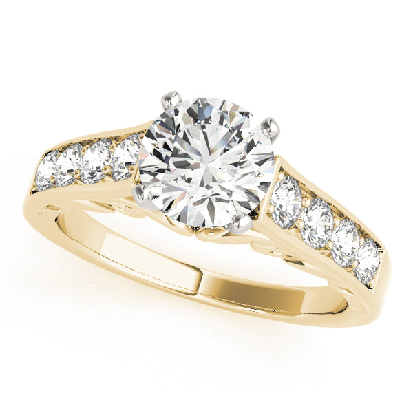 Vintage-Inspired Prong-Set Round Diamond Engagement Ring in 10K/14K gold and platinum with certified lab-grown or natural diamonds