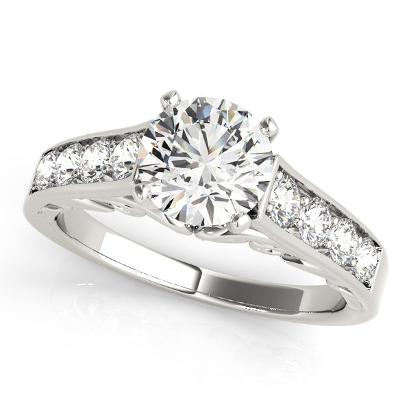 Vintage-Inspired Prong-Set Round Diamond Engagement Ring in 10K/14K gold and platinum with certified lab-grown or natural diamonds
