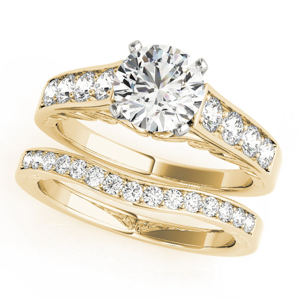 Vintage-Inspired Prong-Set Round Diamond Engagement Ring in 10K/14K gold and platinum with certified lab-grown or natural diamonds