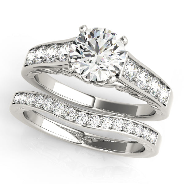 Vintage-Inspired Prong-Set Round Diamond Engagement Ring in 10K/14K gold and platinum with certified lab-grown or natural diamonds