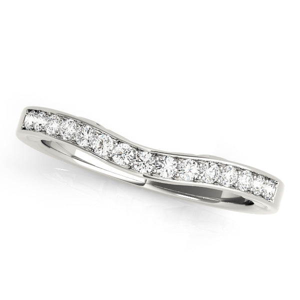 Prong in Channel Curved Half Eternity Ring in Gold & Platinum