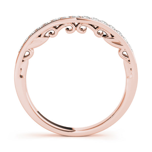 Prong in Channel Curved Half Eternity Ring in Gold & Platinum