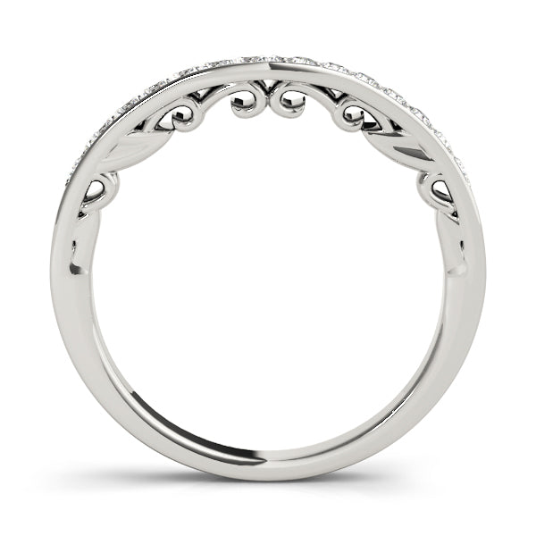 Prong in Channel Curved Half Eternity Ring in Gold & Platinum