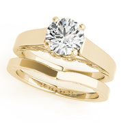 Vintage-Inspired New Bridal Round Diamond Engagement Ring in 10K/14K gold and platinum with certified lab-grown or natural diamonds