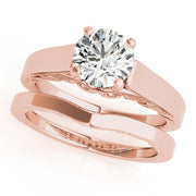 Vintage-Inspired New Bridal Round Diamond Engagement Ring in 10K/14K gold and platinum with certified lab-grown or natural diamonds