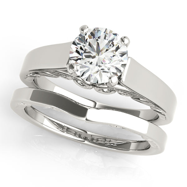 Vintage-Inspired New Bridal Round Diamond Engagement Ring in 10K/14K gold and platinum with certified lab-grown or natural diamonds