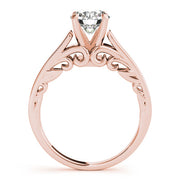 Vintage-Inspired New Bridal Round Diamond Engagement Ring in 10K/14K gold and platinum with certified lab-grown or natural diamonds
