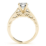 Vintage-Inspired New Bridal Round Diamond Engagement Ring in 10K/14K gold and platinum with certified lab-grown or natural diamonds