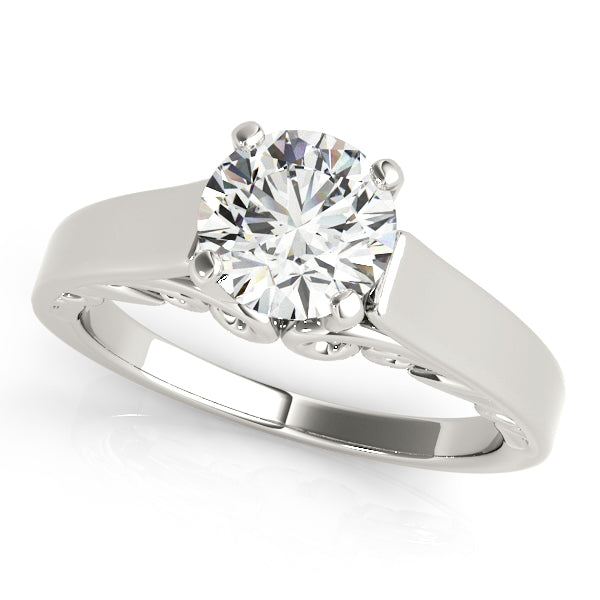 Vintage-Inspired New Bridal Round Diamond Engagement Ring in 10K/14K gold and platinum with certified lab-grown or natural diamonds