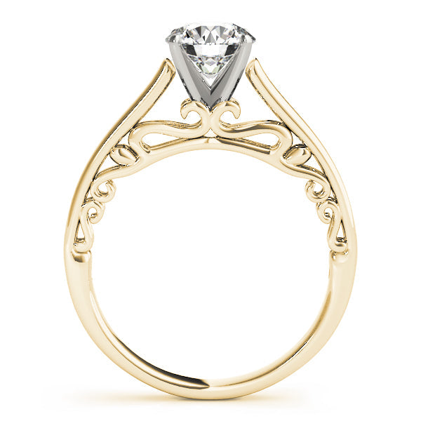 Heirloom Solitaire W Filigrie Round Diamond Engagement Ring in 10K/14K gold and platinum with certified lab-grown or natural diamonds