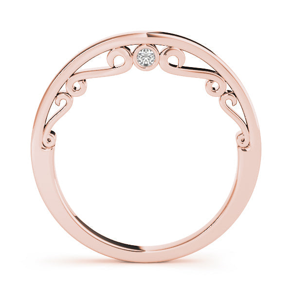 Filigree Curved Half Eternity Ring in Gold & Platinum