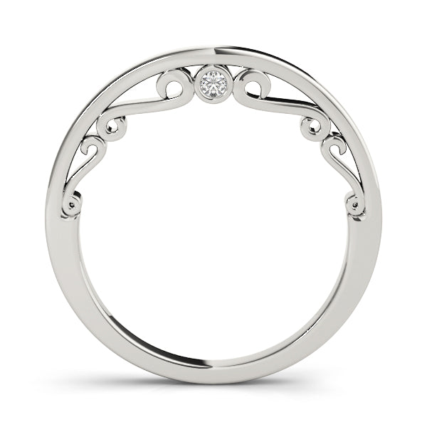 Filigree Curved Half Eternity Ring in Gold & Platinum