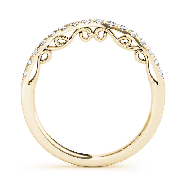 Curved Bands Half Eternity Ring in Gold & Platinum