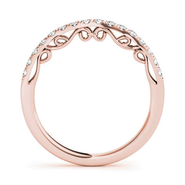 Curved Bands Half Eternity Ring in Gold & Platinum