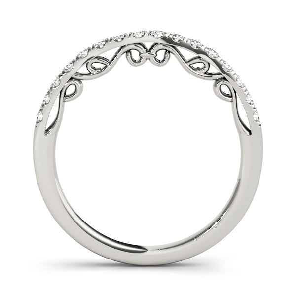 Curved Bands Half Eternity Ring in Gold & Platinum