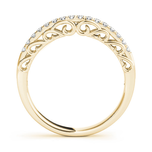 Curved Bands Half Eternity Ring in Gold & Platinum