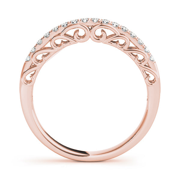 Curved Bands Half Eternity Ring in Gold & Platinum