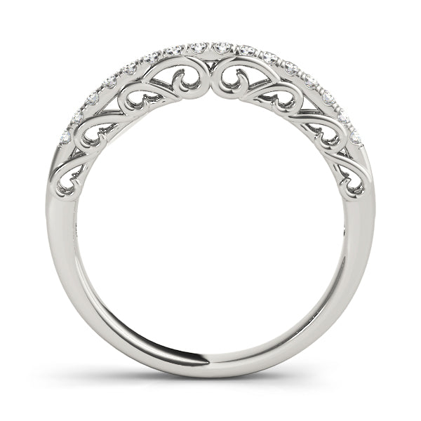 Curved Bands Half Eternity Ring in Gold & Platinum