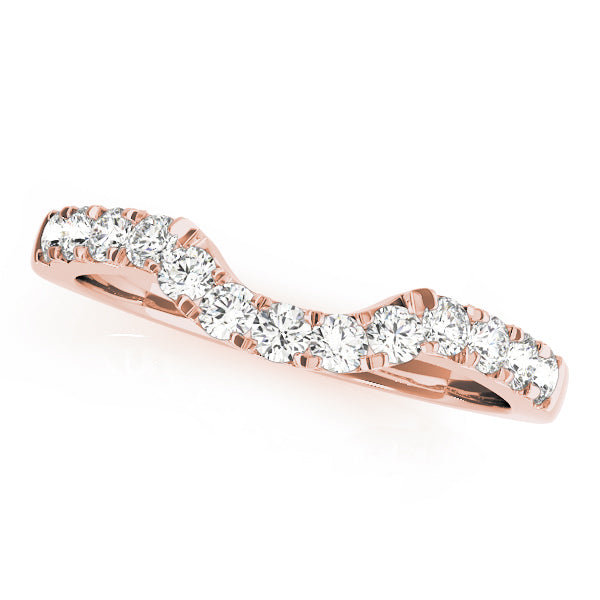 Prong Set Curved Half Eternity Ring in Gold & Platinum