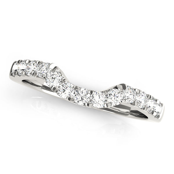Prong Set Curved Half Eternity Ring in Gold & Platinum
