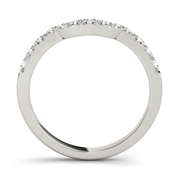 Prong Set Curved Half Eternity Ring in Gold & Platinum