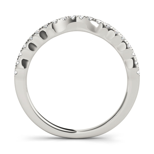 Curved Bands Half Eternity Ring in Gold & Platinum
