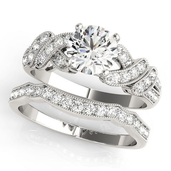 Radiant Multi-Row Round Diamond Engagement Ring in 10K/14K gold and platinum with certified lab-grown or natural diamonds