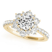 Sculpted Halo Round Diamond Engagement Ring in 10K/14K gold and platinum with certified lab-grown or natural diamonds