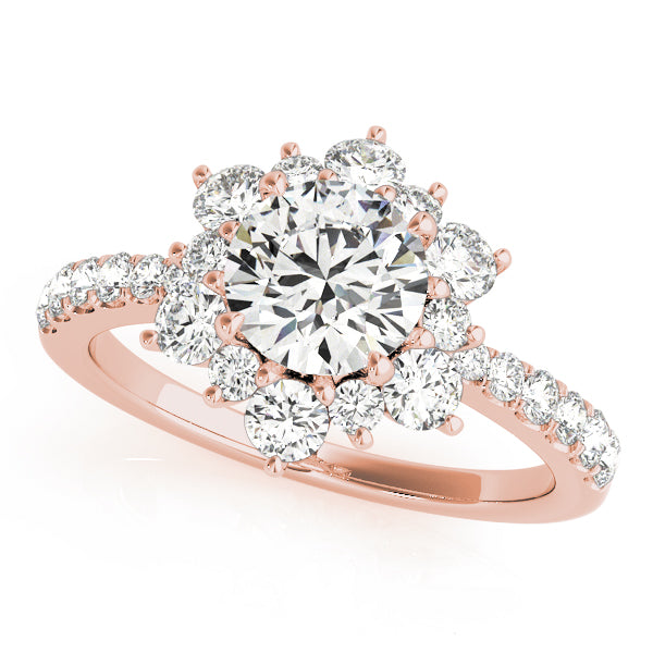 Sculpted Halo Round Diamond Engagement Ring in 10K/14K gold and platinum with certified lab-grown or natural diamonds