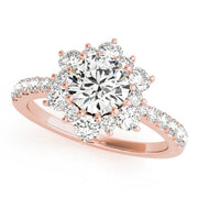 Sculpted Halo Round Diamond Engagement Ring in 10K/14K gold and platinum with certified lab-grown or natural diamonds