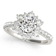 Sculpted Halo Round Diamond Engagement Ring in 10K/14K gold and platinum with certified lab-grown or natural diamonds