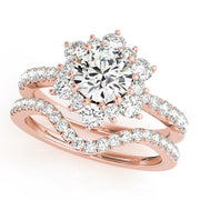 Sculpted Halo Round Diamond Engagement Ring in 10K/14K gold and platinum with certified lab-grown or natural diamonds