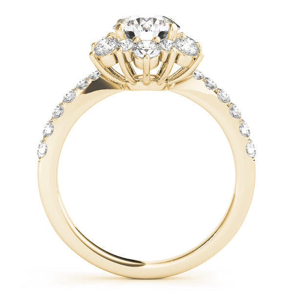 Sculpted Halo Round Diamond Engagement Ring in 10K/14K gold and platinum with certified lab-grown or natural diamonds