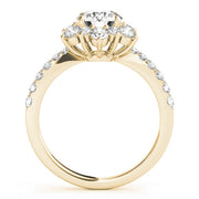 Sculpted Halo Round Diamond Engagement Ring in 10K/14K gold and platinum with certified lab-grown or natural diamonds