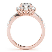 Sculpted Halo Round Diamond Engagement Ring in 10K/14K gold and platinum with certified lab-grown or natural diamonds