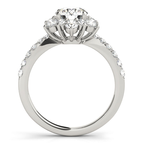 Sculpted Halo Round Diamond Engagement Ring in 10K/14K gold and platinum with certified lab-grown or natural diamonds