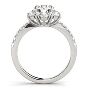 Sculpted Halo Round Diamond Engagement Ring in 10K/14K gold and platinum with certified lab-grown or natural diamonds