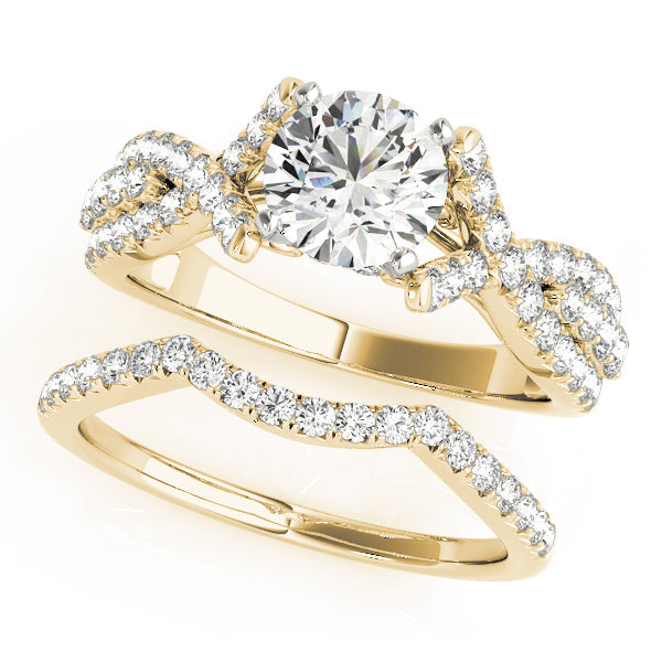 Couture Multi-Row Round Diamond Engagement Ring in 10K/14K gold and platinum with certified lab-grown or natural diamonds