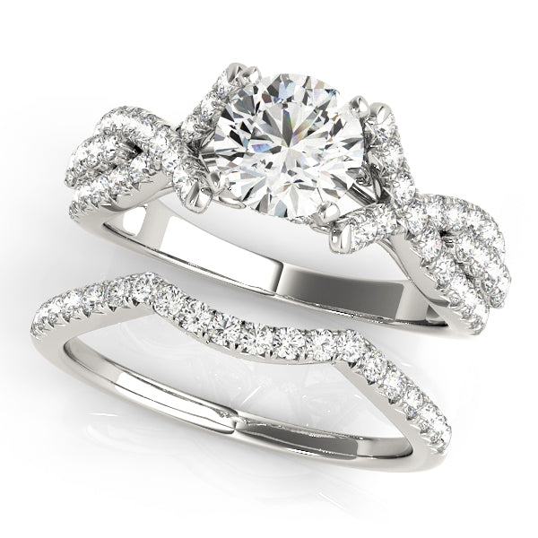 Couture Multi-Row Round Diamond Engagement Ring in 10K/14K gold and platinum with certified lab-grown or natural diamonds