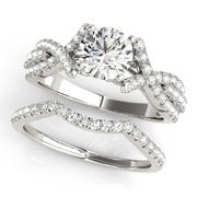 Couture Multi-Row Round Diamond Engagement Ring in 10K/14K gold and platinum with certified lab-grown or natural diamonds