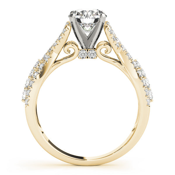 Couture Multi-Row Round Diamond Engagement Ring in 10K/14K gold and platinum with certified lab-grown or natural diamonds